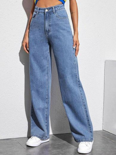 jeans baggy de cintura alta  SHEIN