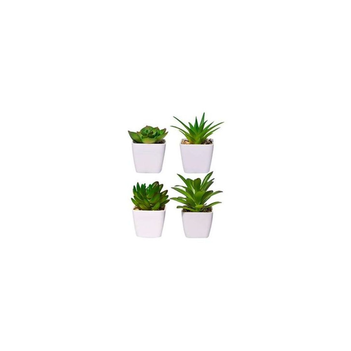 Producto YHmall 4pcs Plantas Artificiales Decoracion Exterior de Suculentas con Macetas Plásticas de