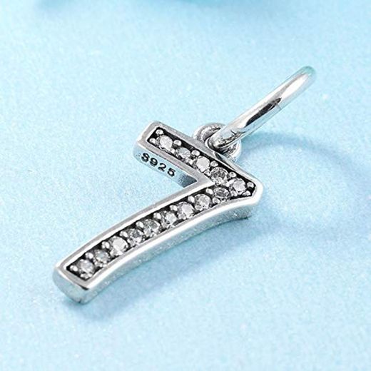 XSZPKL Número 7 Zircon Charms Beads Auténtico 925 Sterling Silver fit Original Charm Bracelets Silver Jewelry DIY Berloque