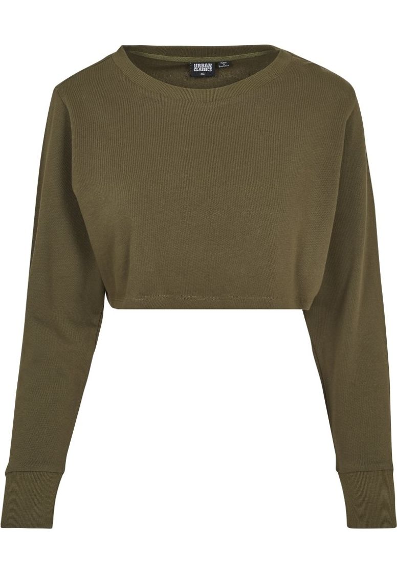 Moda Urban Classics Ladies Terry Cropped Crew Suter Pulver, Verde