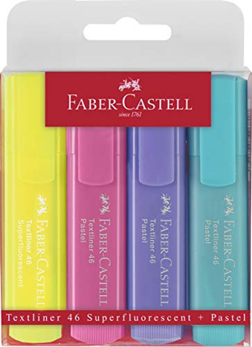 Social Faber-Castell Estuche con 4 marcadores fluorescentes tonos pastel Textliner 1546, colores surtidos