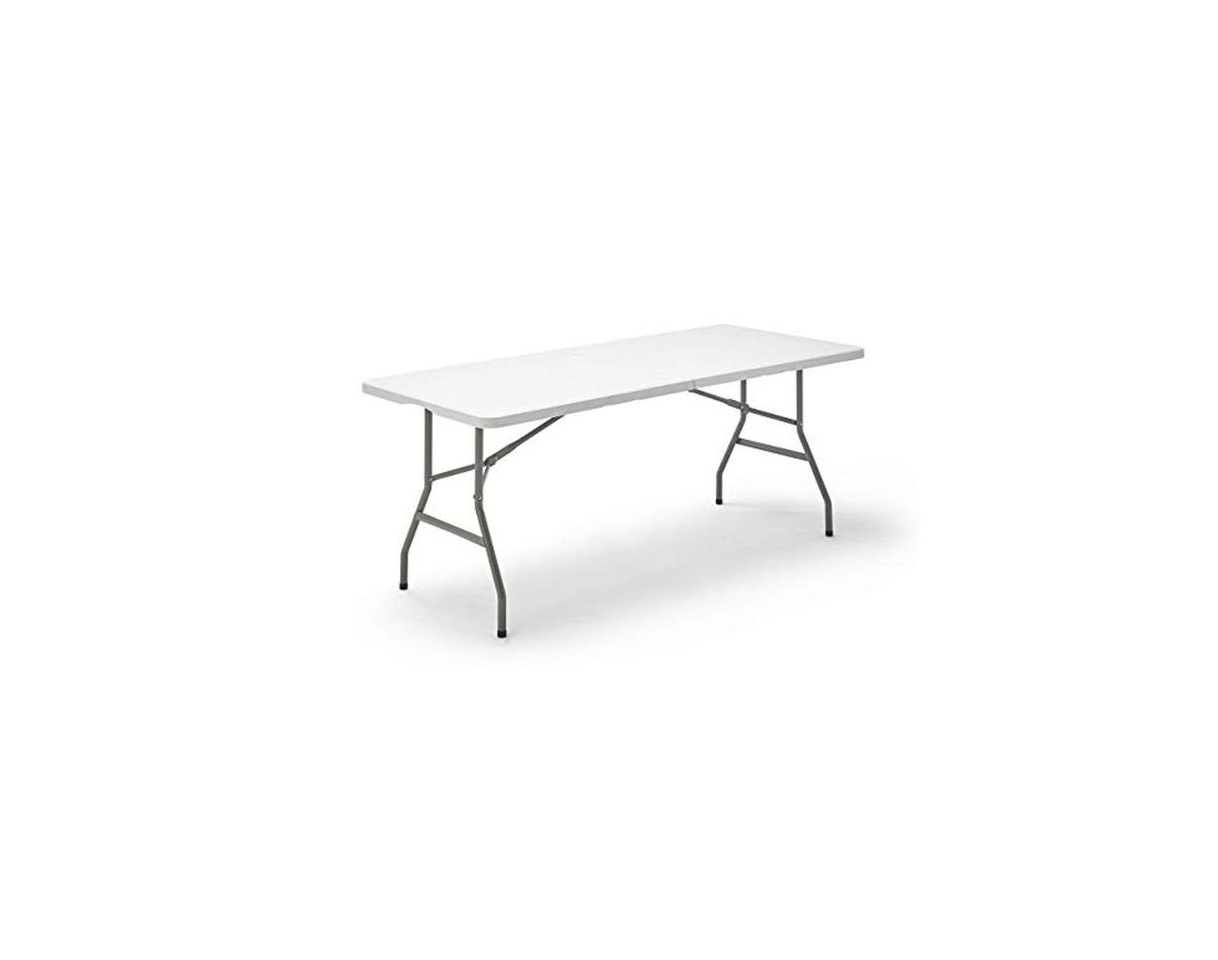 Social Mesa Plegable Rectangular, 180 x 74 x 74 cm, color blanco