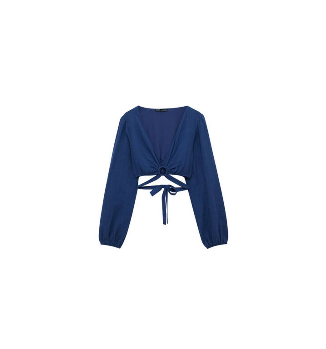 Moda Blusa cropped azul arandela