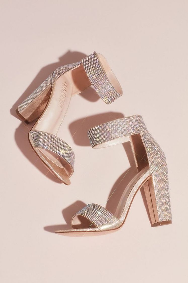 Fashion Crystal Block-Heel Sandals with Velcro Ankle Strap | David's