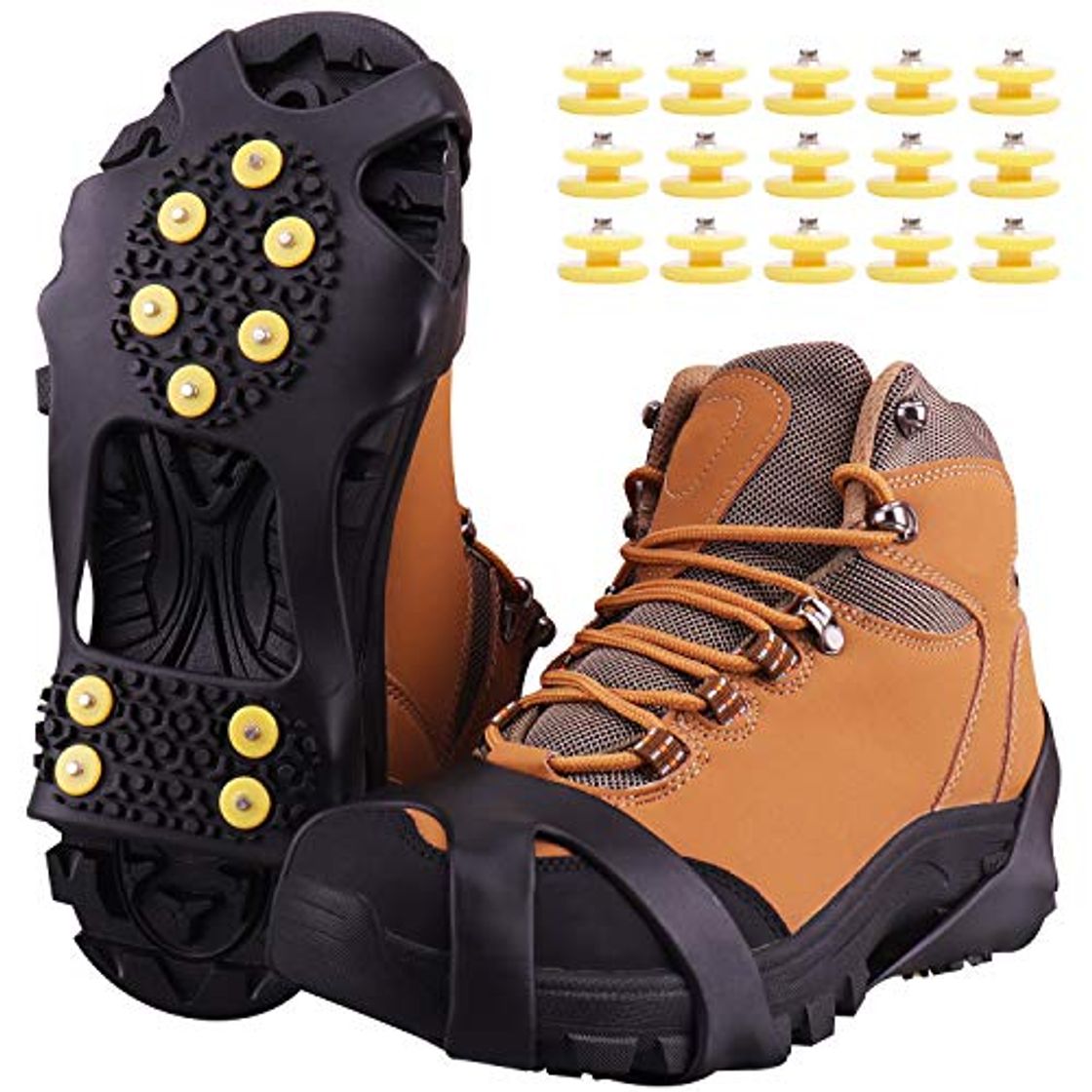 Moda Fesoar Crampones,Racos de Hielo Tracción Antideslizante Más de Zapatos/para 15 Tacos Nieve