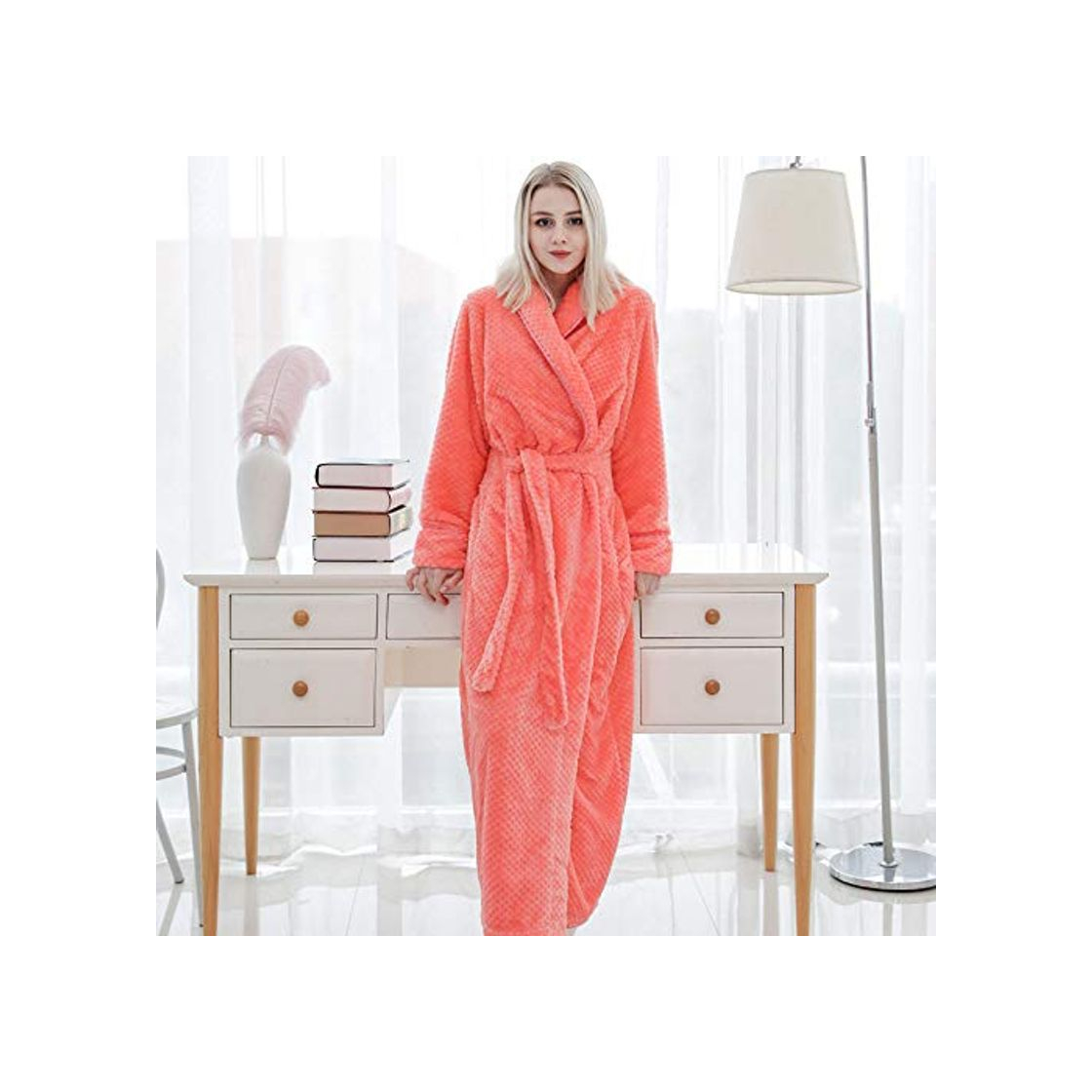 Social YRTHOR Mujeres Invierno Baño Coral Fleece Bata De baño Franela Albornoz cálido
