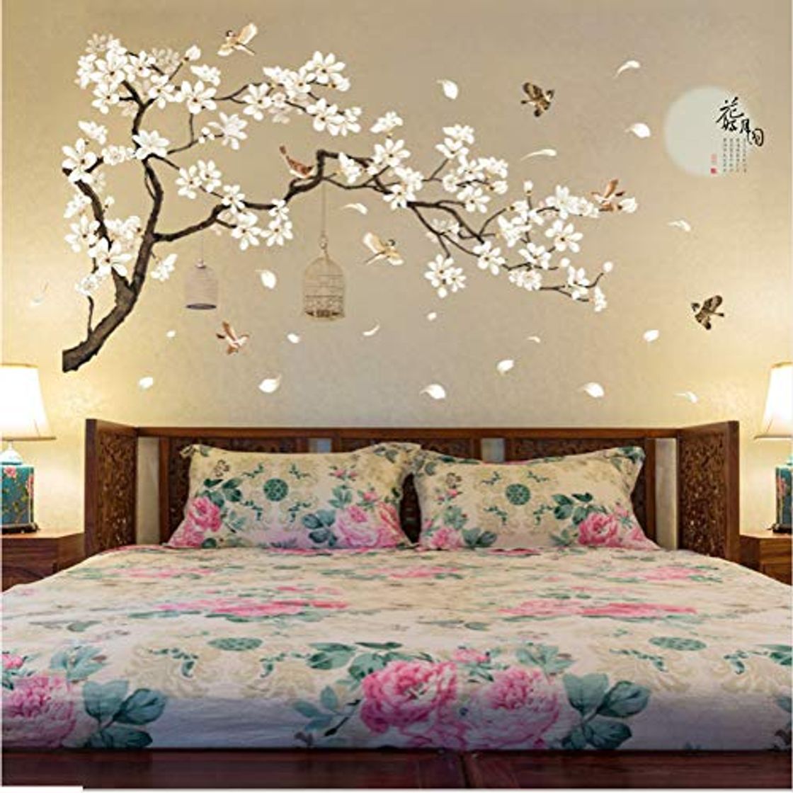 Products zzlfn3lv 187 * 128 cm Tamaño Grande Árbol Pegatinas de Pared Flor de Aves Decoración para el Hogar Fondos para la Sala de Estar Dormitorio DIY Decoración de Habitaciones de Vinilo