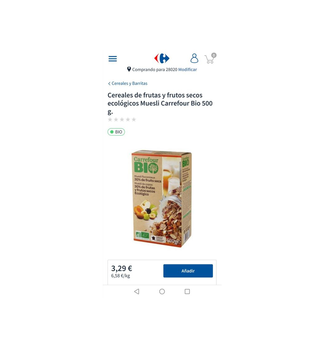 Productos Cereales de frutas y frutos secos ecológicos Muesli Carrefour Bio