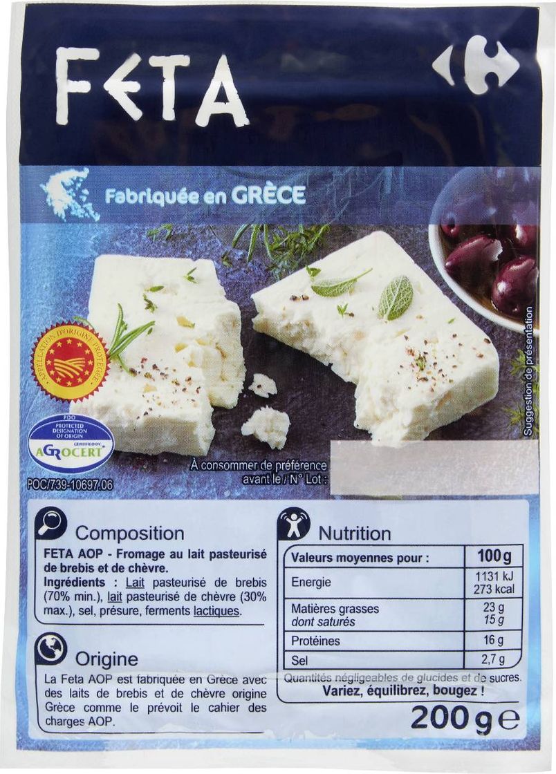 Product Feta griega Carrefour 200 g.