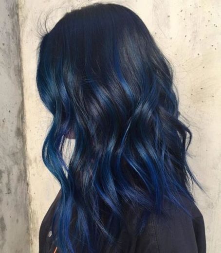 Cabelo com Mechas azul 💙