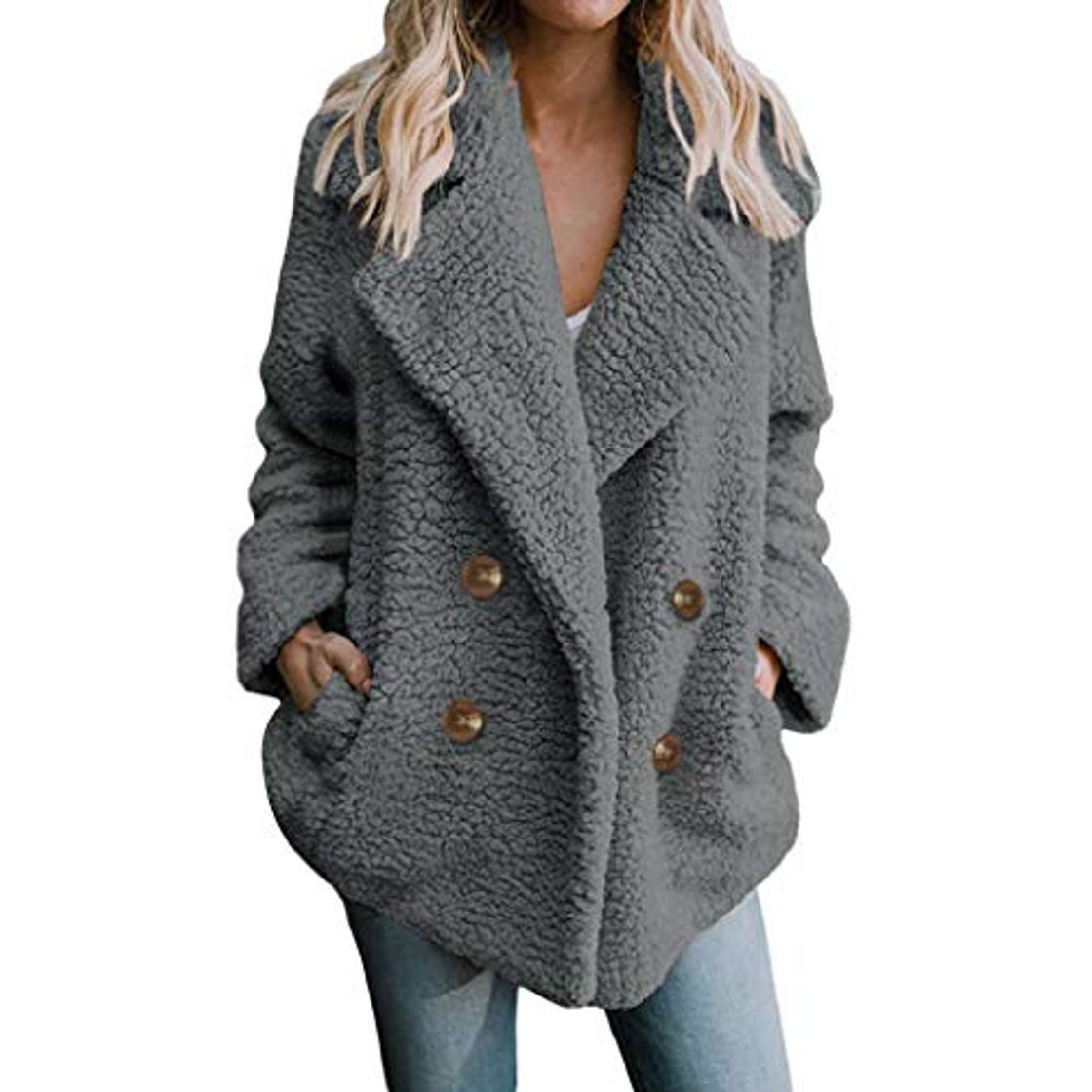 Moda SHOBDW Mujer Chaqueta para Mujer de Moda Sólida Chaqueta Casual Otoño Invierno