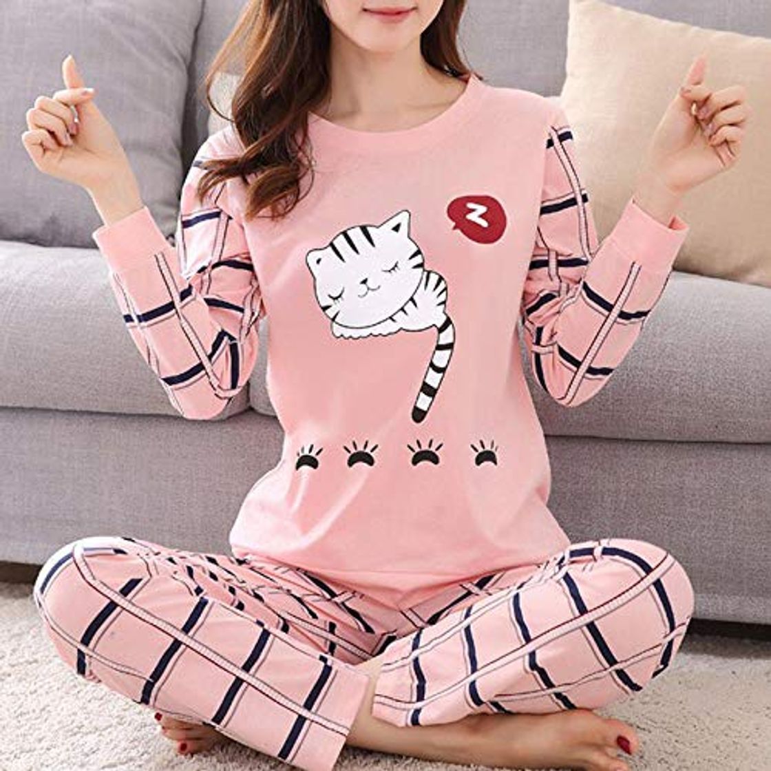 Products Conjunto de Pijamas para Mujeres Pijamas de Invierno para Mujeres Pijamas Finas de Dibujos Animados Pijamas Impresas Mujeres de Manga Larga Ropa de Dormir Linda CasualLarge