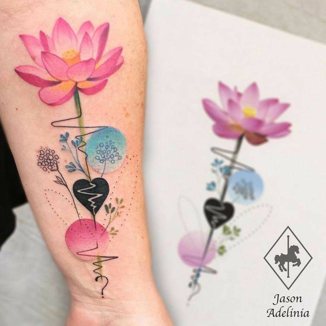 Moda Tattoo floral colorida 🌈