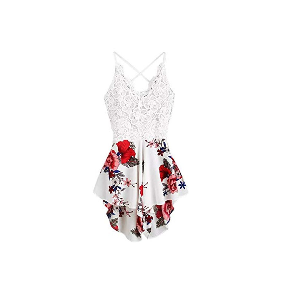 Social Traje de Las Mujeres Verano Damas Sexy Crochet Encaje Panel Pajarita Florals