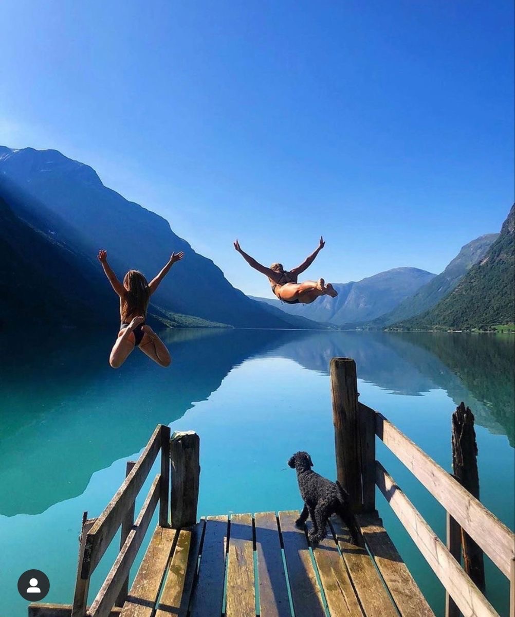 Social Lake photo ideia with friends