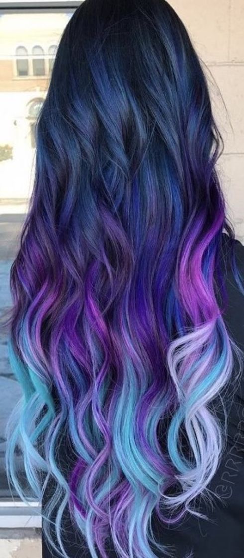 Fashion Cabelo roxo e azul 💙💜