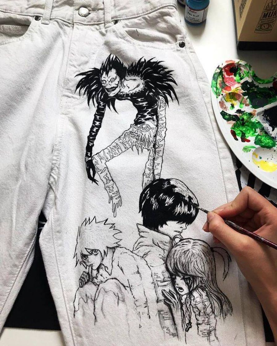 Fashion customização de calças (death note)