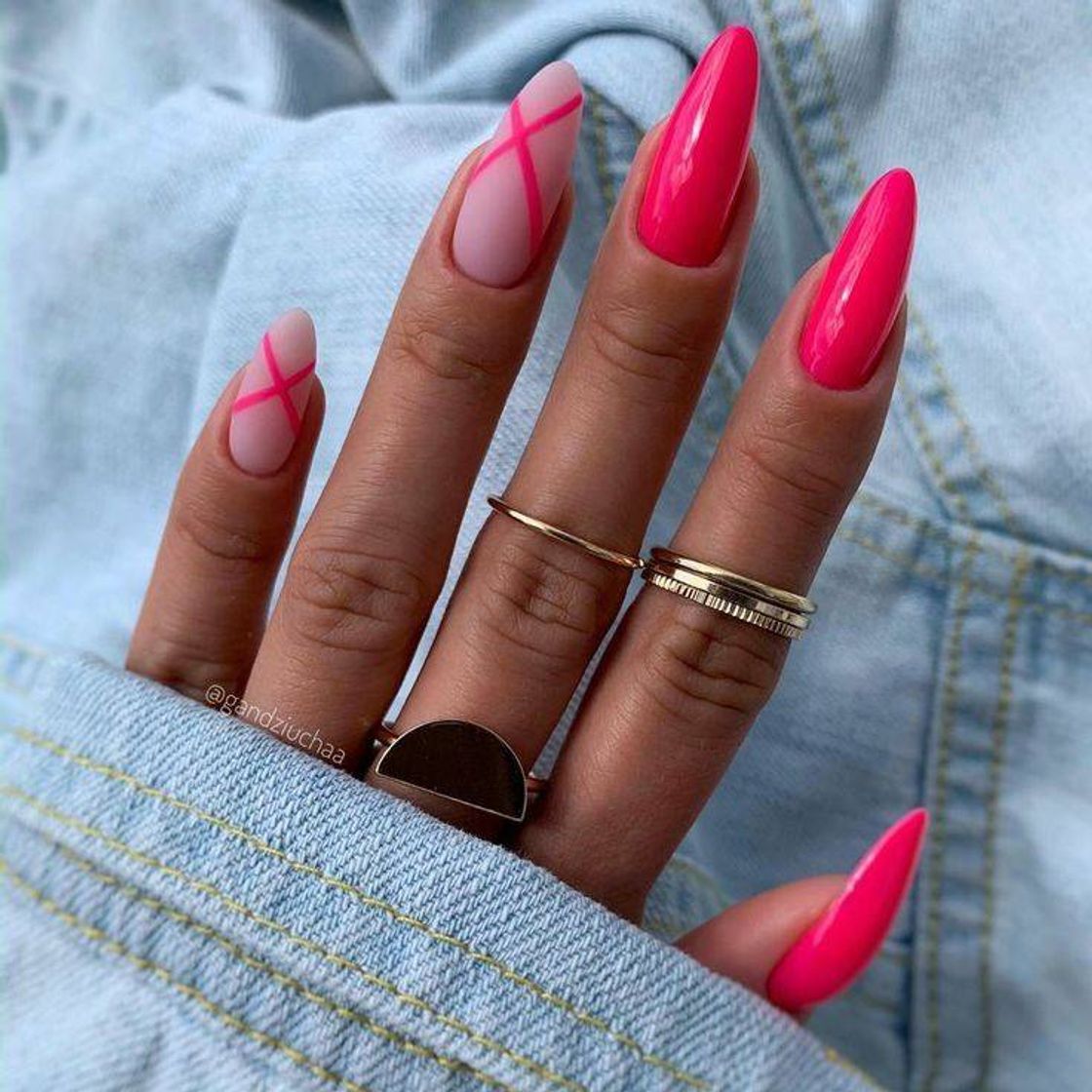 Fashion Unhas rosa neon 