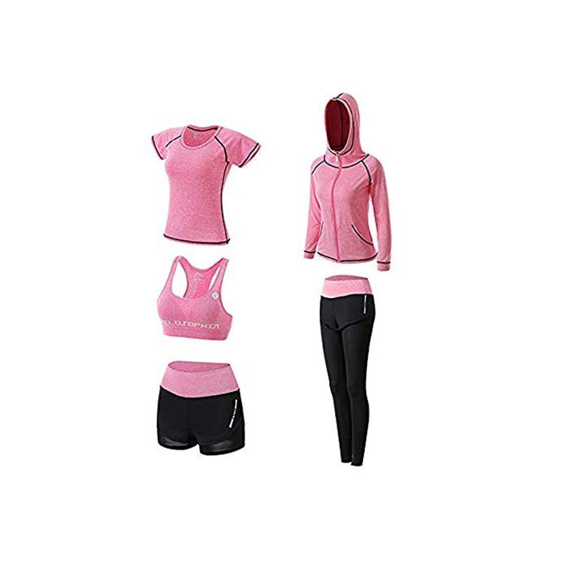 Social Ropa Deportiva Mujer, 5set Traje Camiseta para Deporte Yoga Gimnasia Sports Incluye
