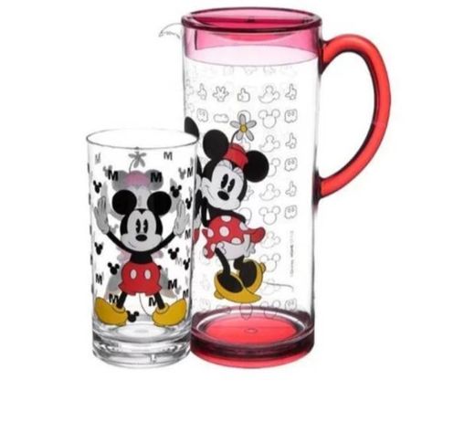 Kit Jarra + Copo Alto Mickey & Minnie Ícones 7 Peças 