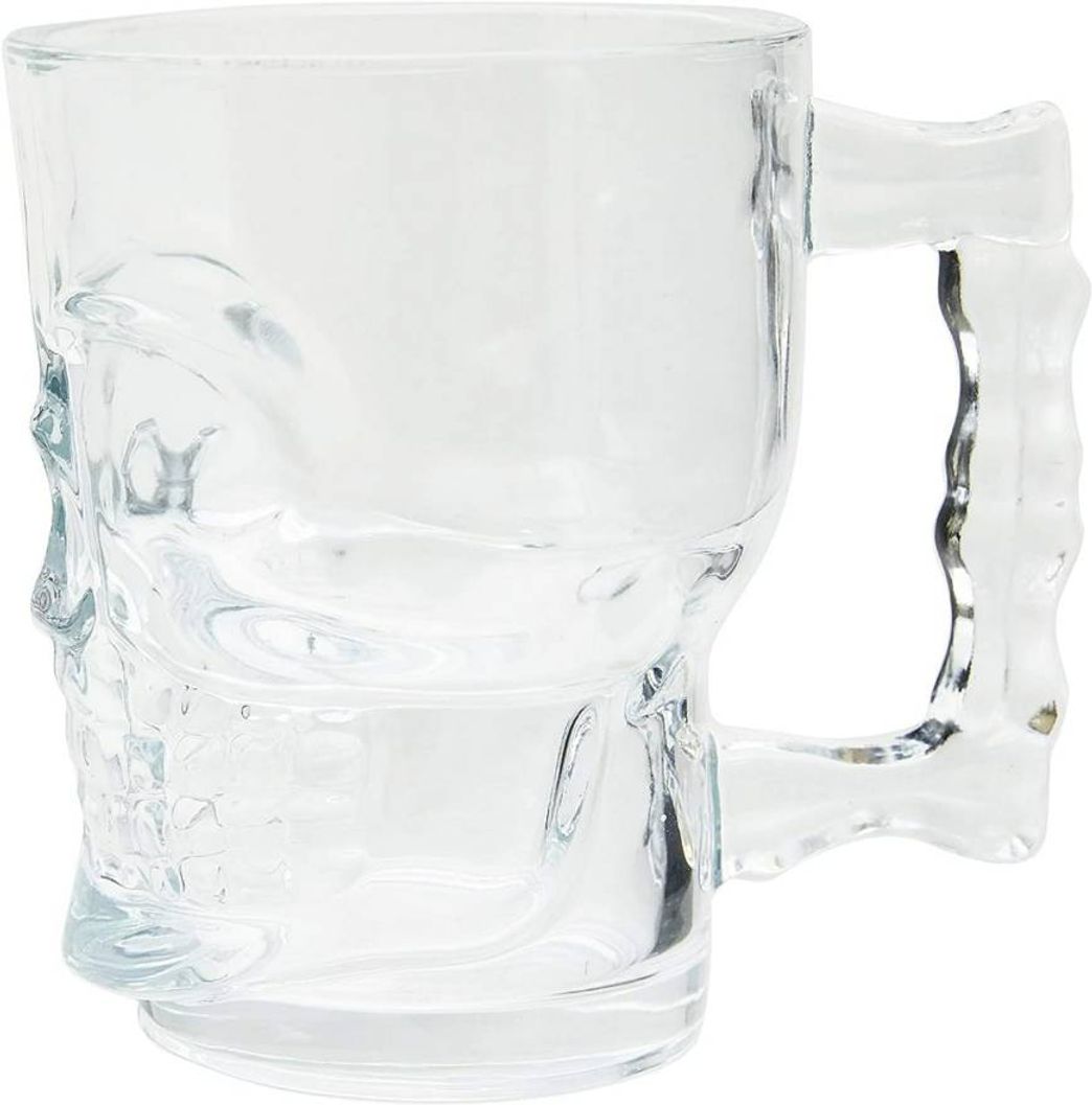 Fashion Caneca para Chopp e Cerveja de Vidro Caveira Rock Style Lyor