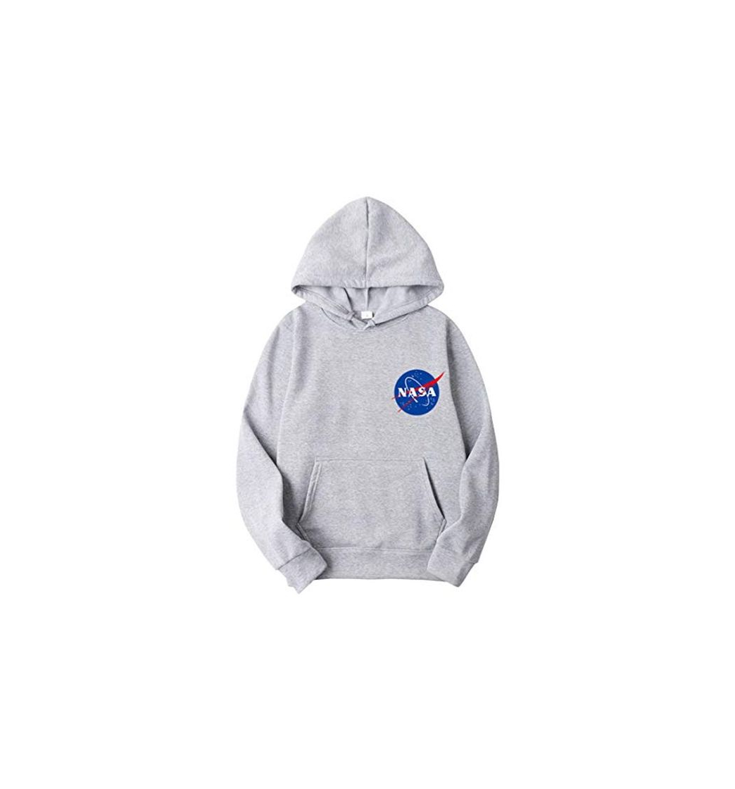 Social OLIPHEE Sudaderas con Capucha Color Sólido con Logo de NASA para Fanáticos