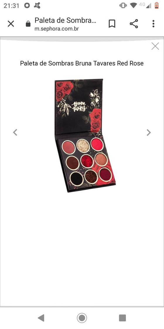 Moda Paleta de Sombras Bruna Tavares Red Rose

