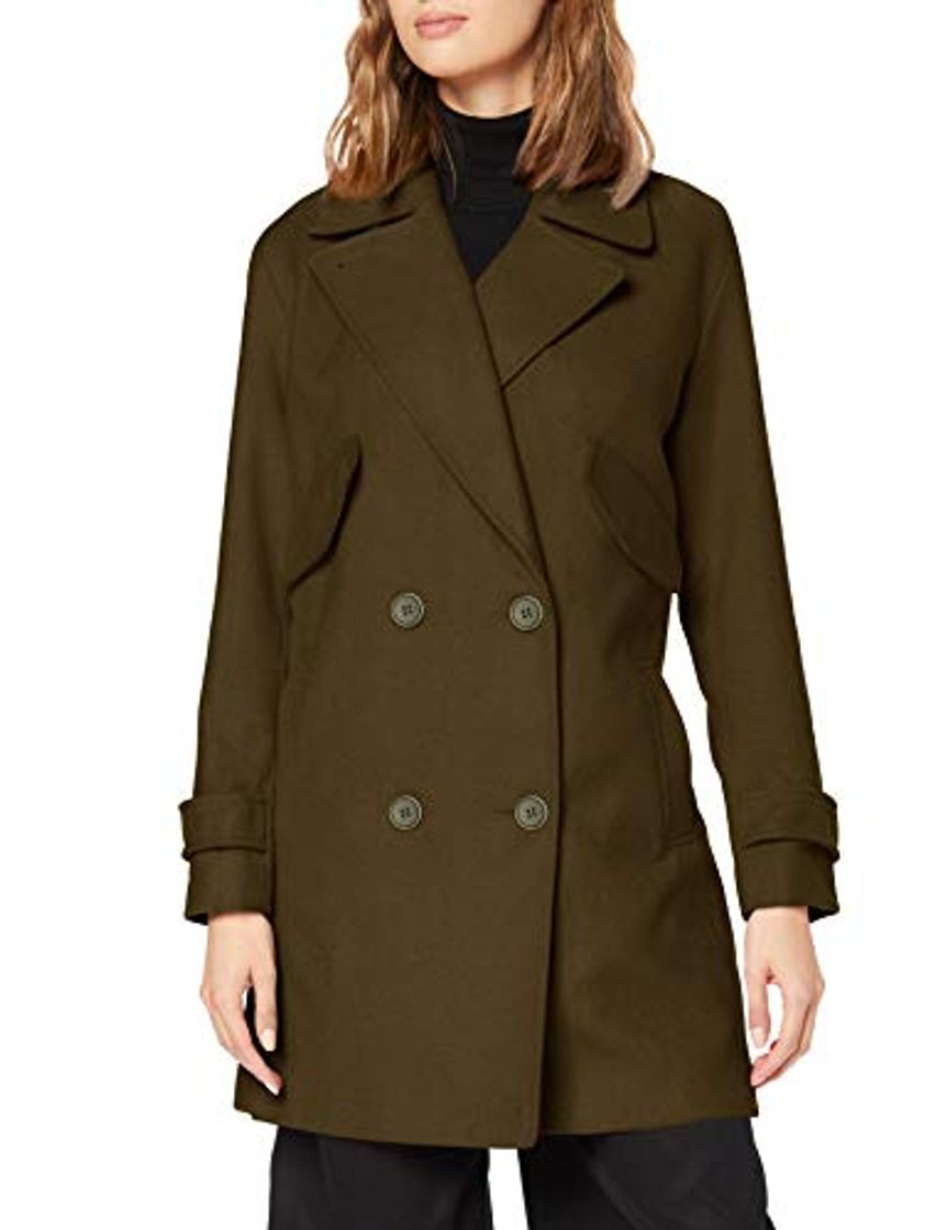 Moda Marca Amazon - find. Abrigo Cruzado Mujer, Verde