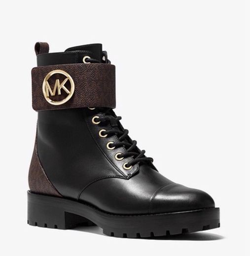 Tatum Leather and Logo Combat Boot, Michael Kors 