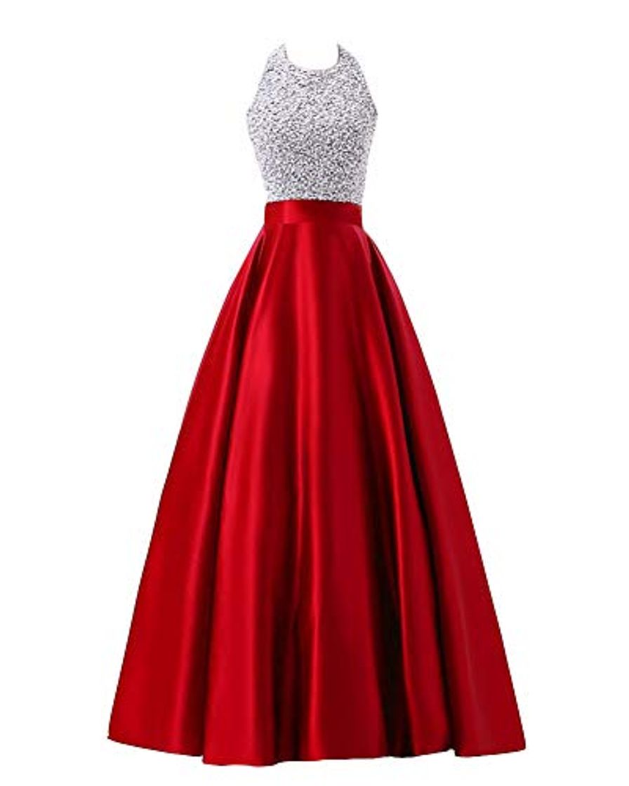 Fashion GladiolusA Mujer Elegantes Sin Tirantes Lentejuelas Largos Maxi Vestidos De Fiesta Gala Coctel Ceremonia Boda Rojo L