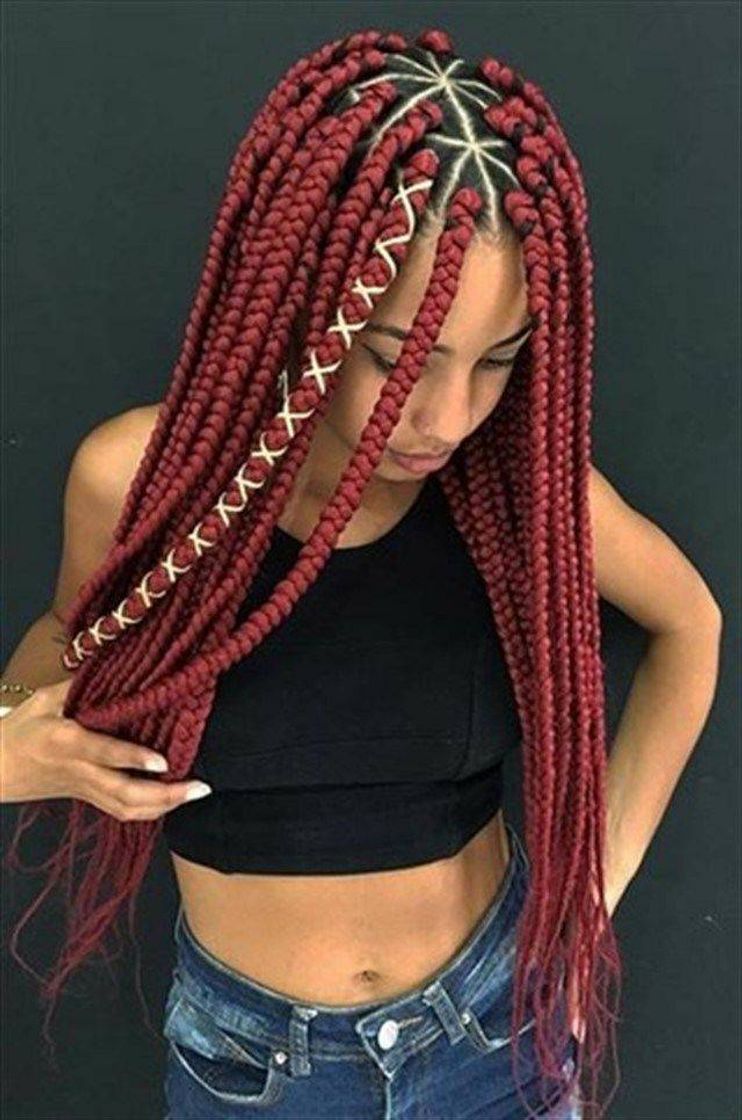 Moda Box braids vermelha ♥️