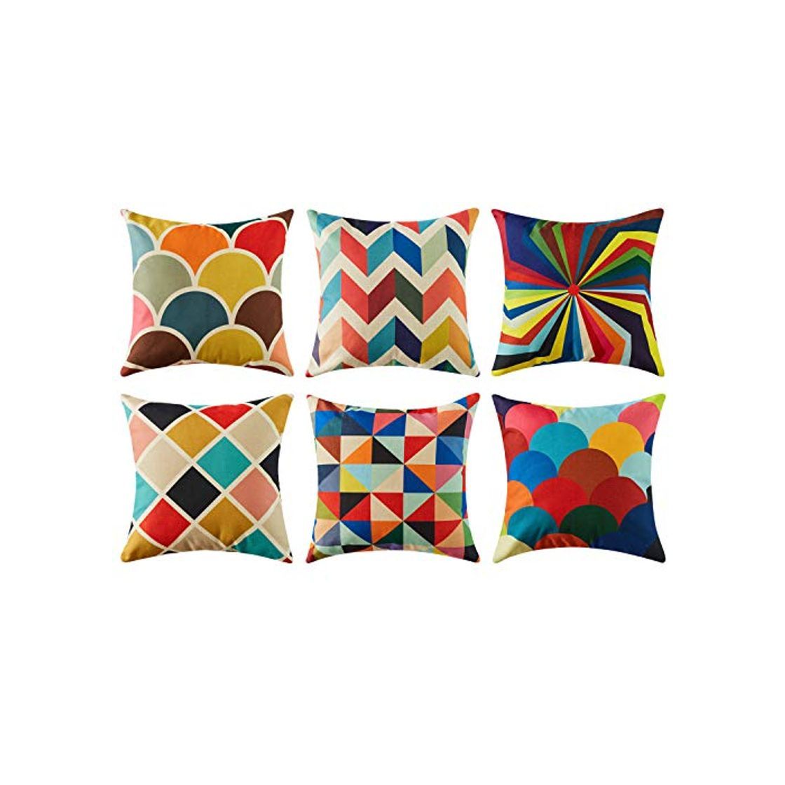 Social Topfinel Colorido geométrico algodón Lino Fundas de cojín para sofá Almohadas Home