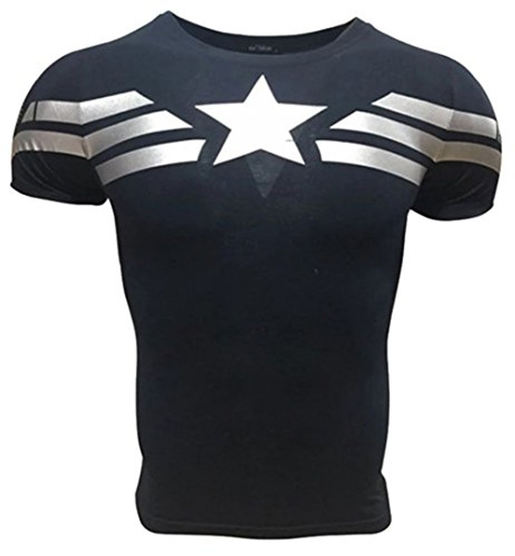 Moda A. M. Sport Camiseta Fitness Compresion Hombre con Dibujos de Superheroes para