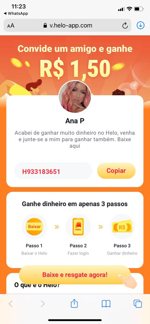 Social Baixe o Helo e ganhe bônus 