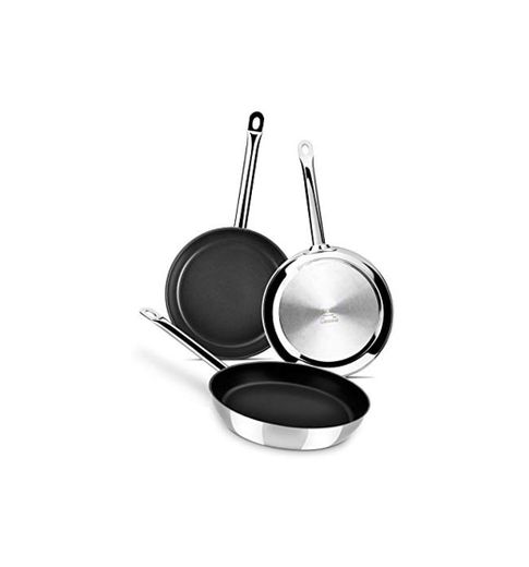 Monix Chef Non-Stick - Set de 3 sartenes 20-24-28 cm, acero inoxidable