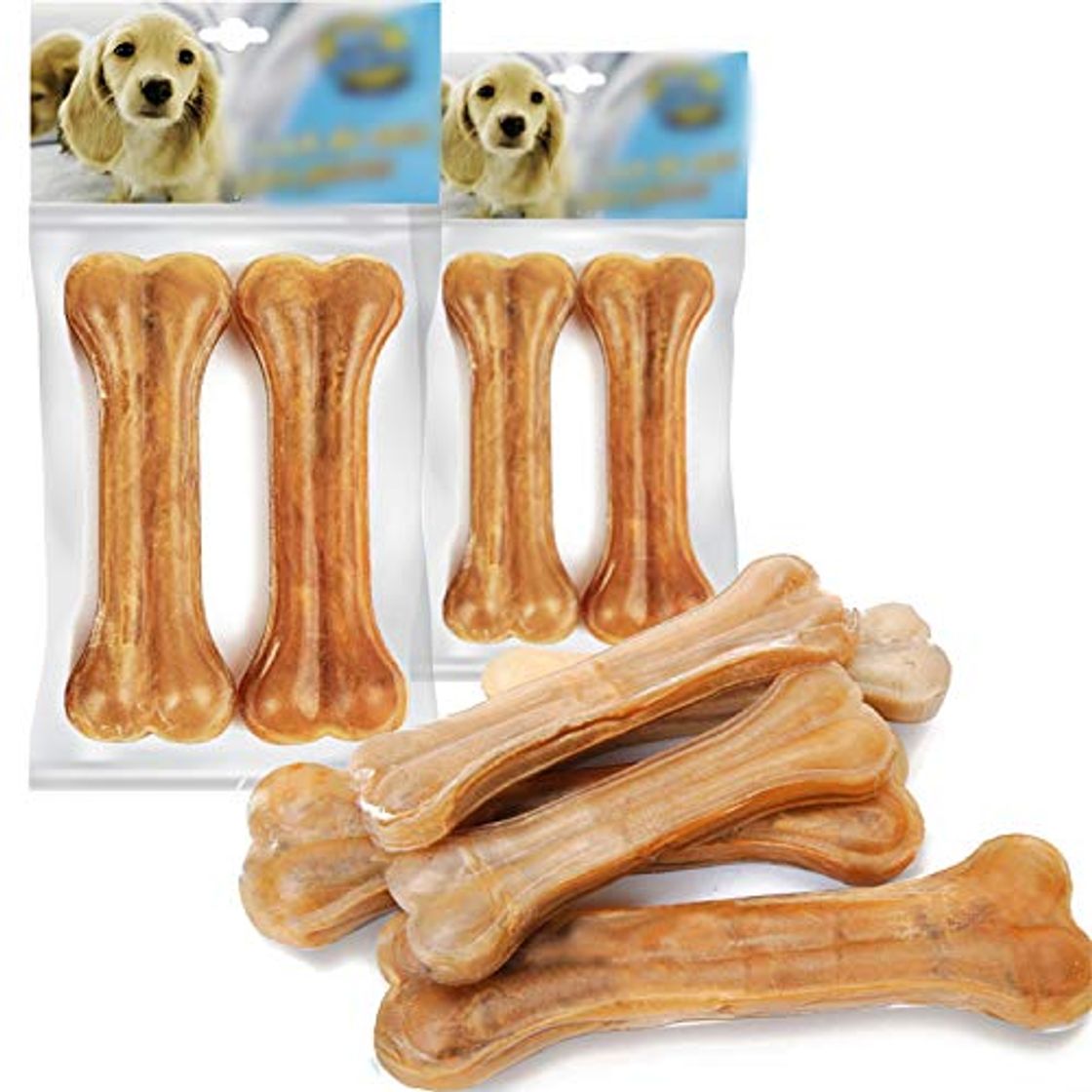 Lugar 4 Pcs Hueso Prensado para Perros Piel Vacuno Fortalecedor de Dientes Stick