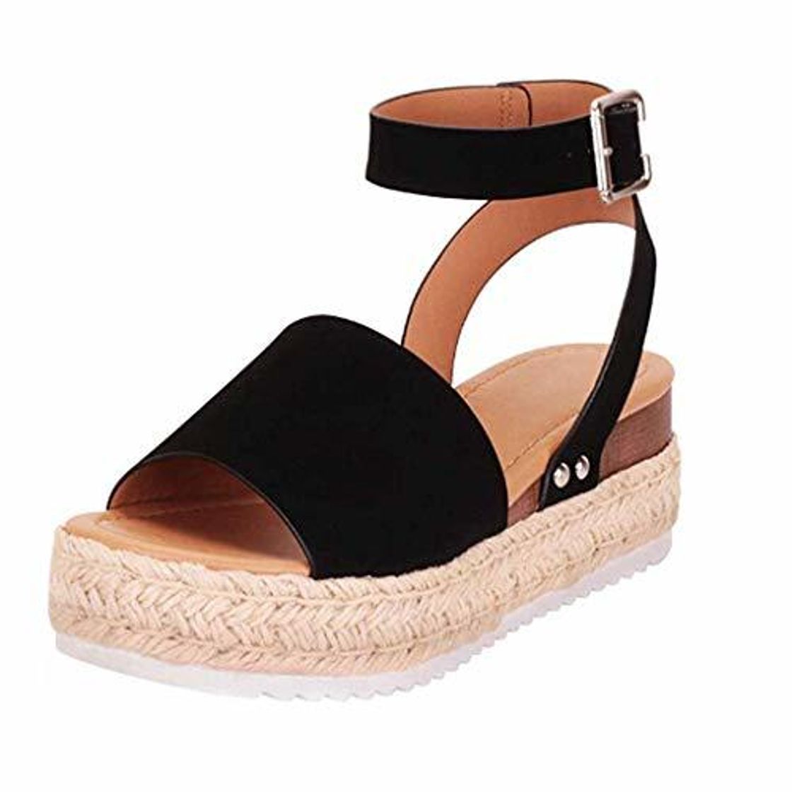 Product Sandalias Mujer Verano 2019 cáñamo Fondo Grueso Sandalias Punta Abierta Cuero Fondo