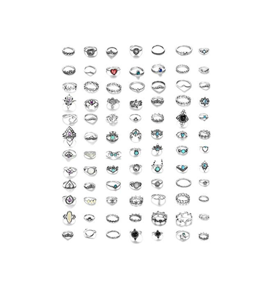 Social Milacolato 84 Unids Midi Anillo Bohemio Knuckle Ring Sets Moda Dedo Anillos Apilables de Plata Vintage para Mujeres Niñas Knuckle Midi Anillos