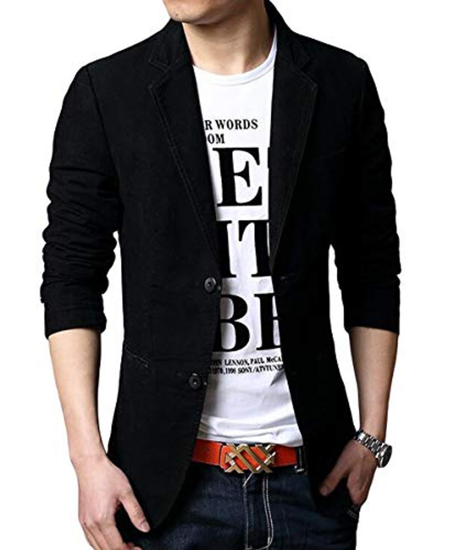 Social Blazer Casual para Hombre Chaquetas de Traje Slim fit Chaqueta de algodón sólido de un Solo Pecho Abrigo Chaqueta de Dos Botones Casual Blazer