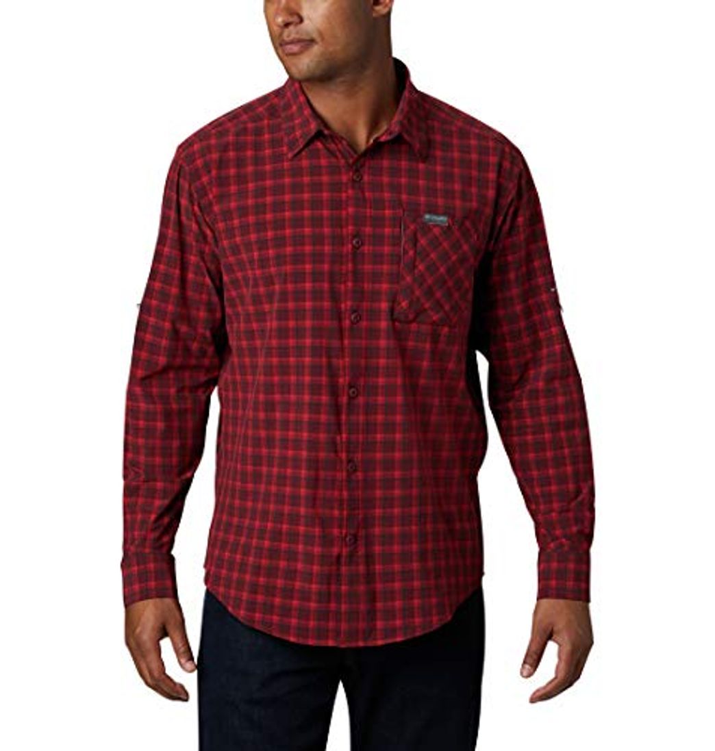 Moda Columbia Triple Canyon Camiseta de manga larga para hombre, Rojo