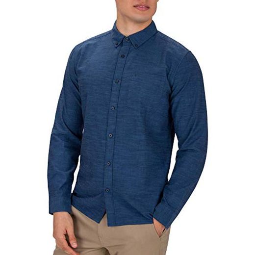 Hurley M One and Only LS Camisa de Manga Larga, Hombre, Azul