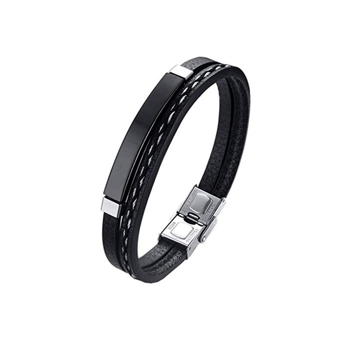 Moda Pulsera hombre mujer Legado, en cuero pu y acero inoxidable, brazalete vikingo