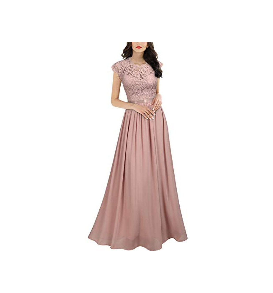 Fashion Miusol Elegante Encaje Gasa Fiesta Vestido Largo para Mujer Rosa Medium