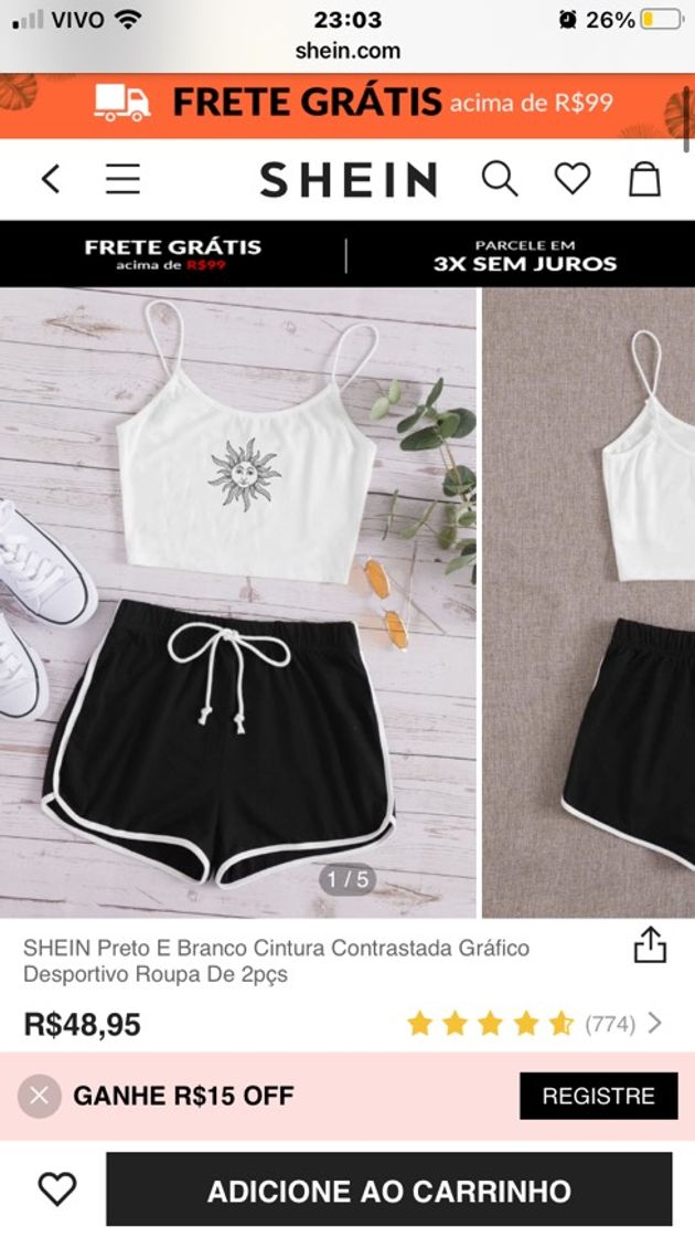 Fashion Shein Preto e Branco cintura contrastada gráfico Despostivo