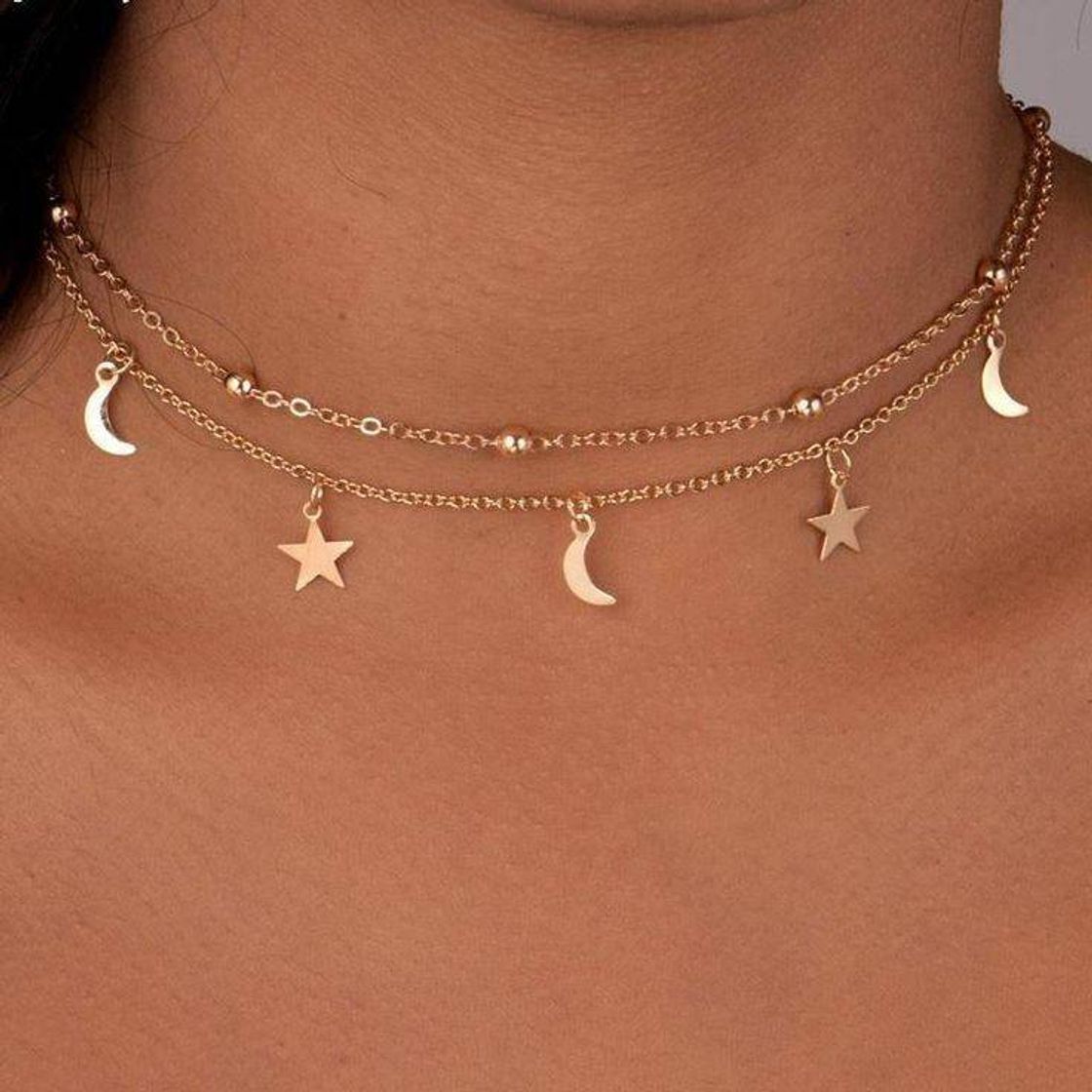 Moda Star Moon Choker Necklace