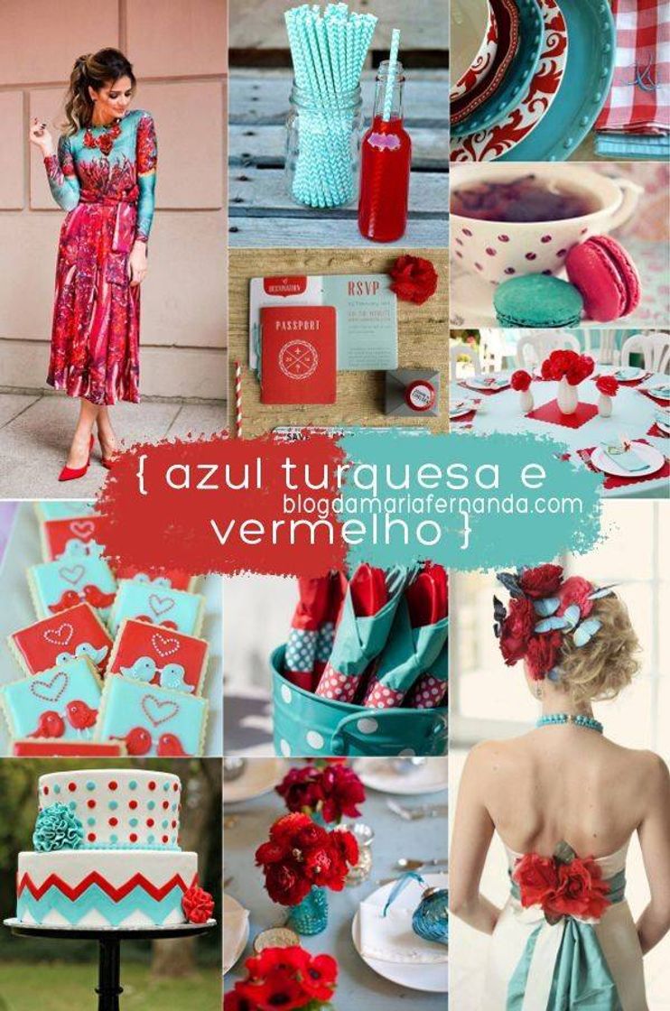 Fashion Paleta azul turquesa e vermelho 