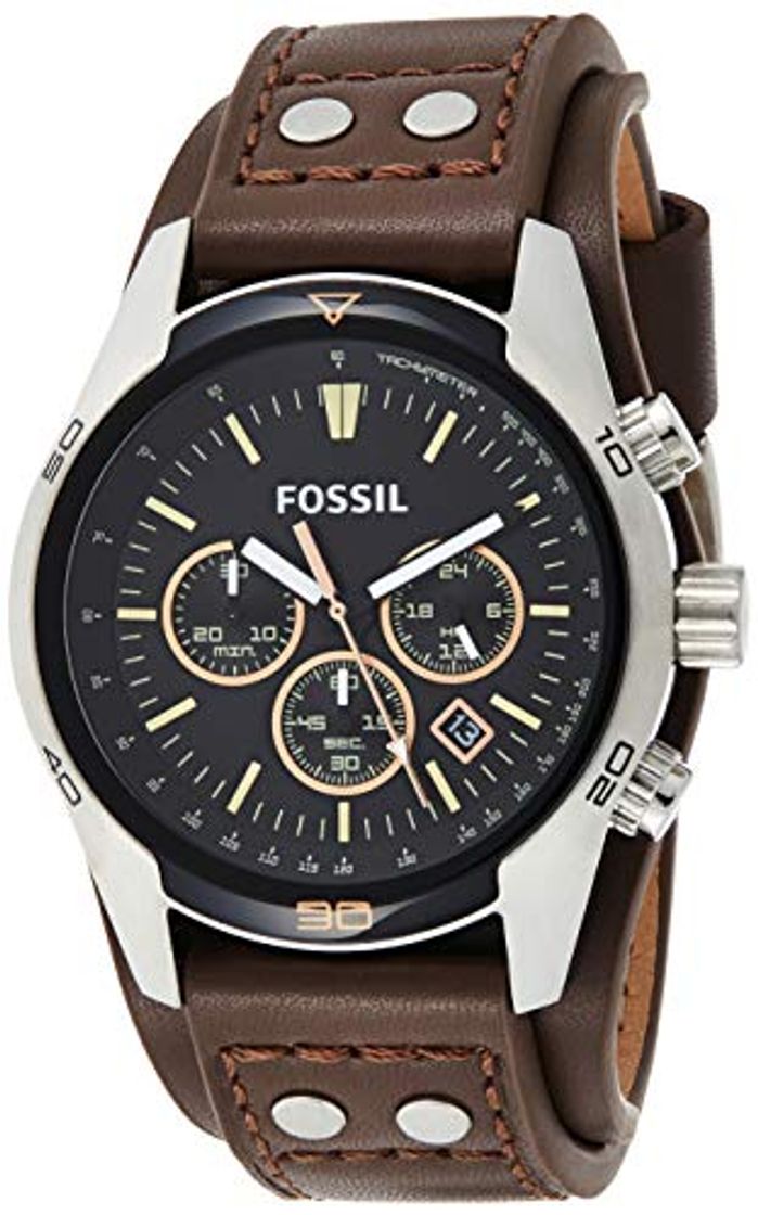 Social Fossil Reloj Cronógrafo para Hombre de Cuarzo con Correa en Cuero CH2891