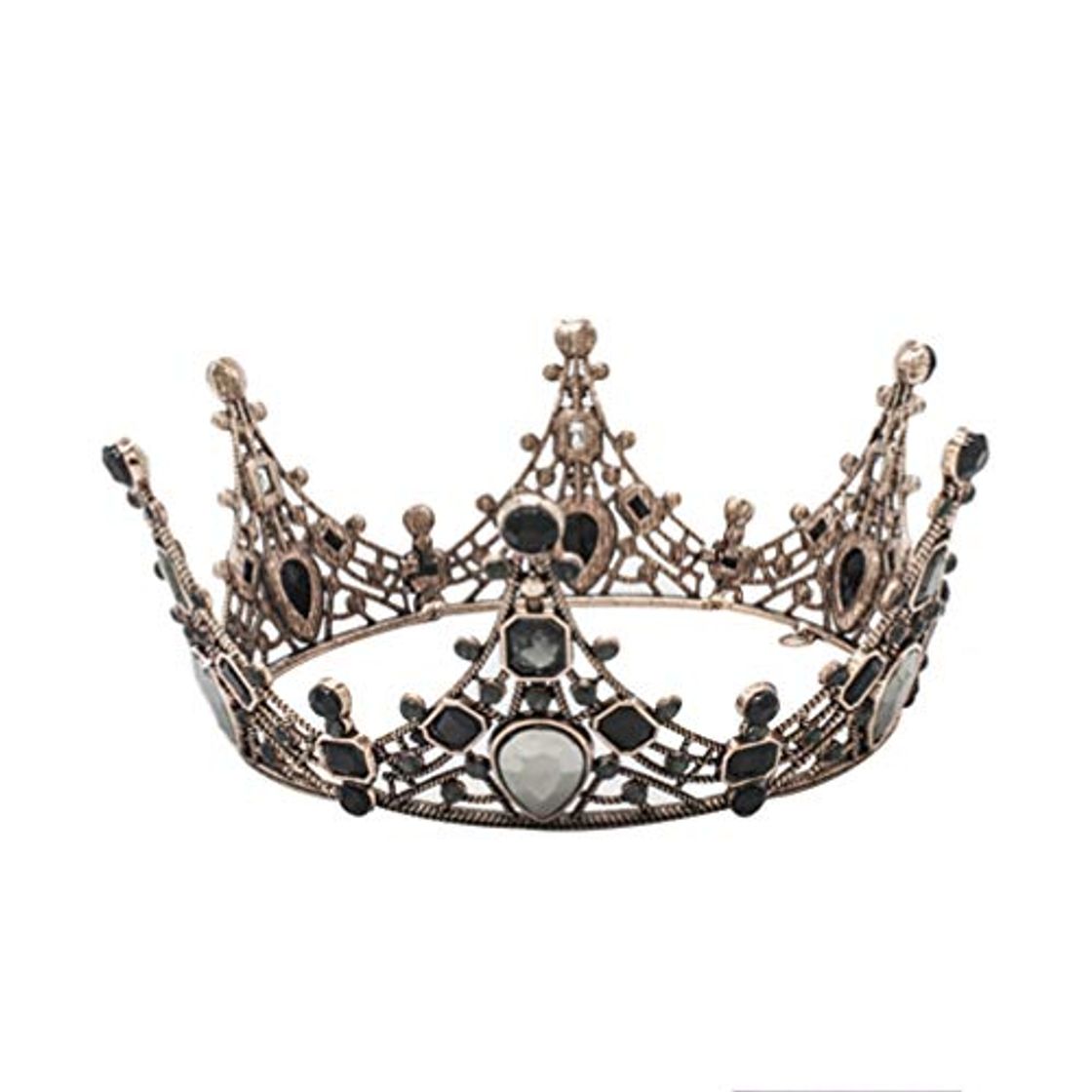 Product Lurrose corona barroca cristal negro redondo reina corona vintage bronce tiara nupcial para boda prom