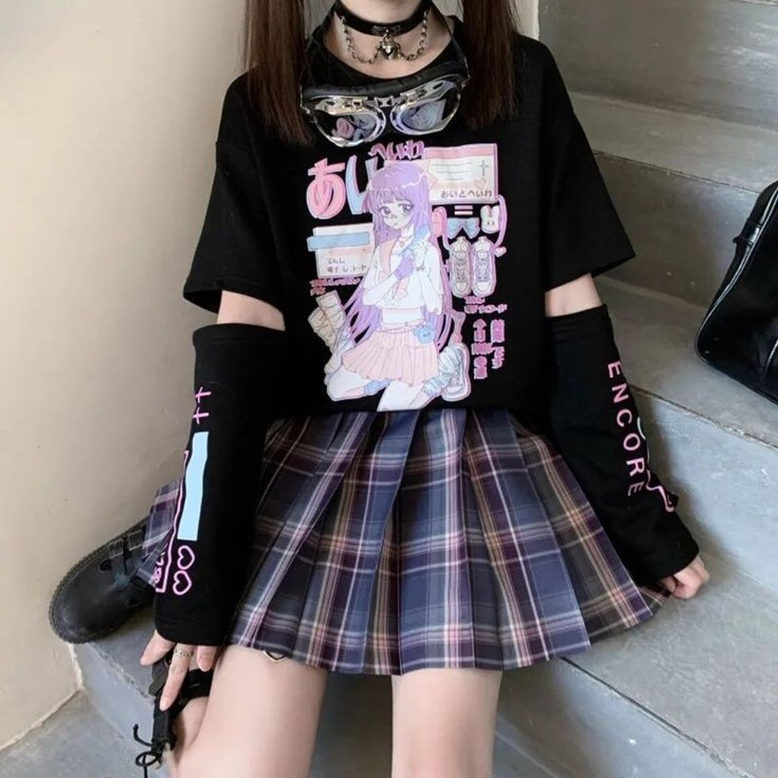 Moda Camiseta japonesa streetwear e girl 