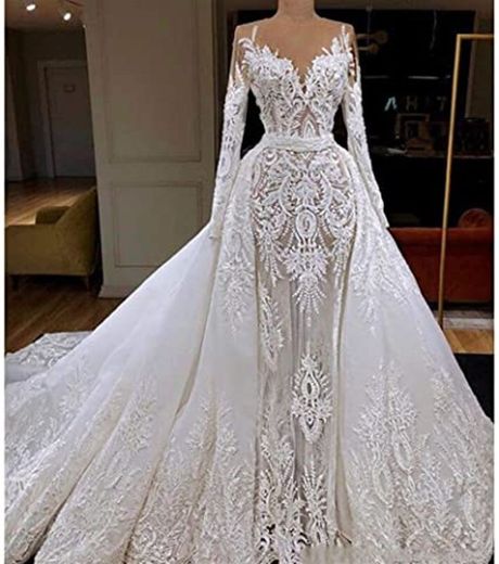 QING XIN-1225 Wedding Dress,Prom Dresses del Banquete de Manga Larga Vestido de